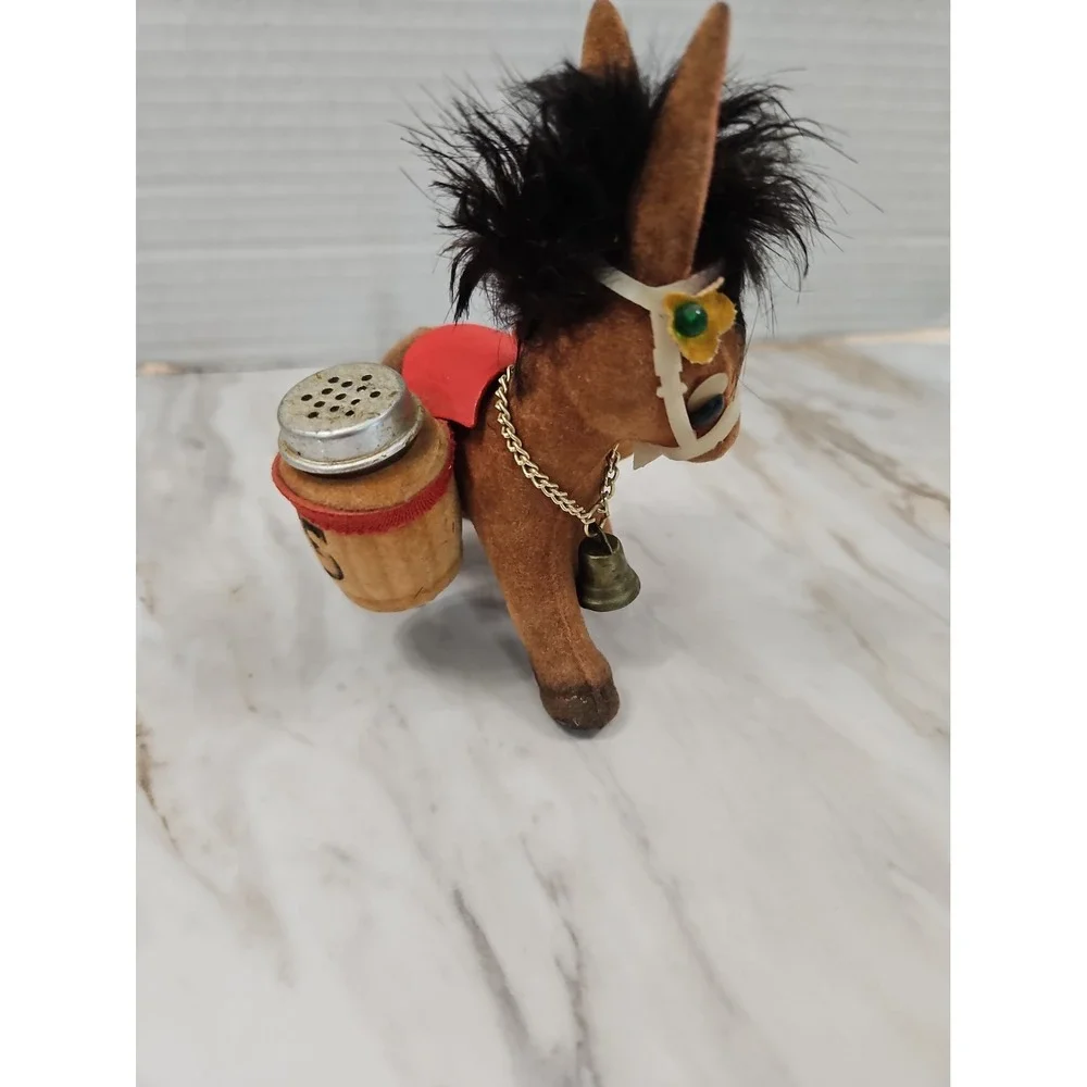 Vintage Enesco Black Hair Donkey/Pack Horse Hong Kong Salt & Pepper Shaker Set